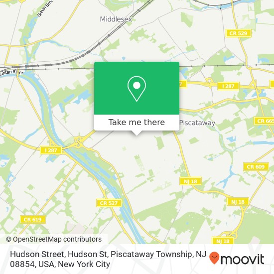 Mapa de Hudson Street, Hudson St, Piscataway Township, NJ 08854, USA