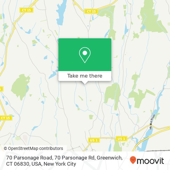 Mapa de 70 Parsonage Road, 70 Parsonage Rd, Greenwich, CT 06830, USA