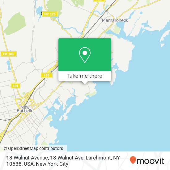 Mapa de 18 Walnut Avenue, 18 Walnut Ave, Larchmont, NY 10538, USA