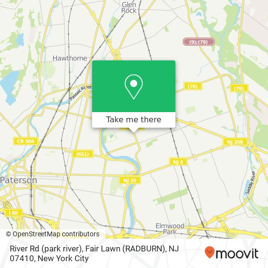 Mapa de River Rd (park river), Fair Lawn (RADBURN), NJ 07410