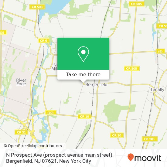 Mapa de N Prospect Ave (prospect avenue main street), Bergenfield, NJ 07621