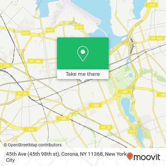 Mapa de 45th Ave (45th 98th st), Corona, NY 11368