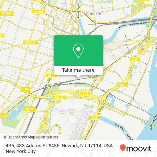 Mapa de 435, 433 Adams St #435, Newark, NJ 07114, USA