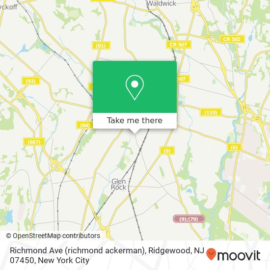 Mapa de Richmond Ave (richmond ackerman), Ridgewood, NJ 07450