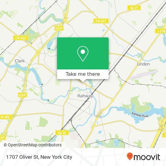 Mapa de 1707 Oliver St, Rahway, NJ 07065