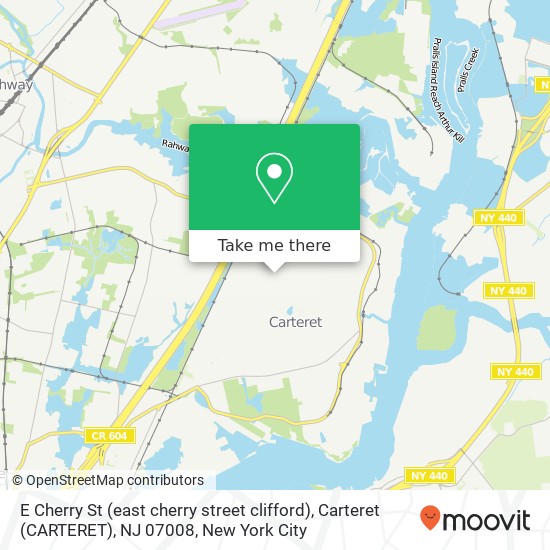 Mapa de E Cherry St (east cherry street clifford), Carteret (CARTERET), NJ 07008