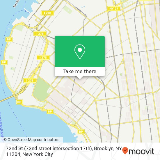 Mapa de 72nd St (72nd street intersection 17th), Brooklyn, NY 11204