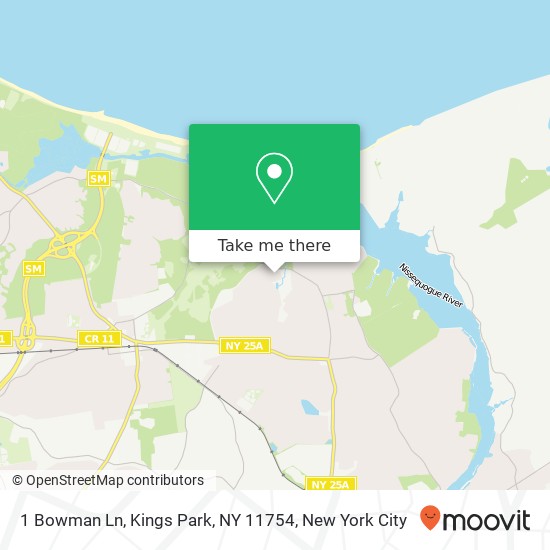 Mapa de 1 Bowman Ln, Kings Park, NY 11754