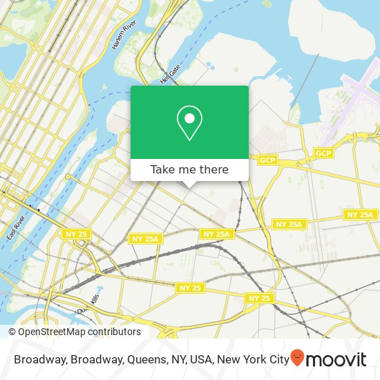 Mapa de Broadway, Broadway, Queens, NY, USA