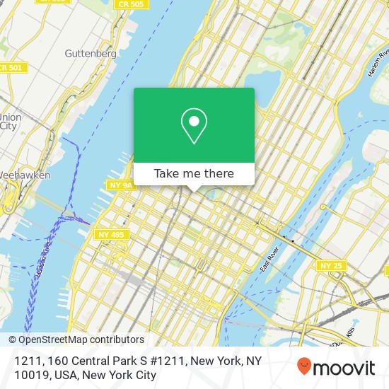 1211, 160 Central Park S #1211, New York, NY 10019, USA map