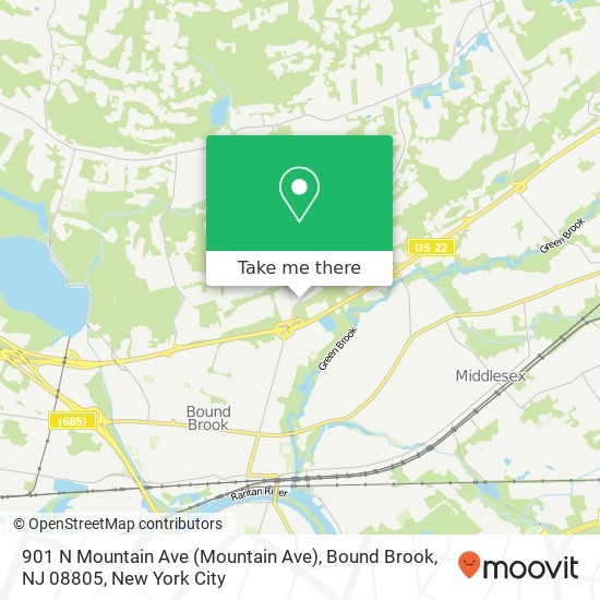 Mapa de 901 N Mountain Ave (Mountain Ave), Bound Brook, NJ 08805