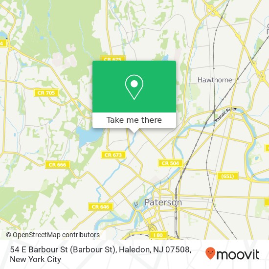 Mapa de 54 E Barbour St (Barbour St), Haledon, NJ 07508