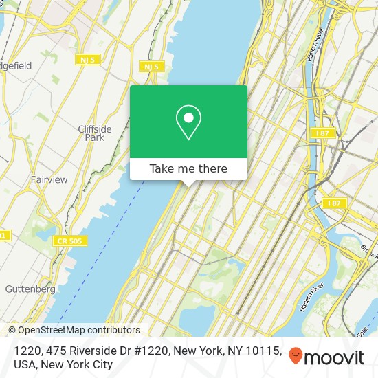 Mapa de 1220, 475 Riverside Dr #1220, New York, NY 10115, USA