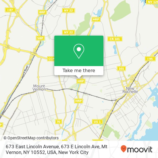 Mapa de 673 East Lincoln Avenue, 673 E Lincoln Ave, Mt Vernon, NY 10552, USA