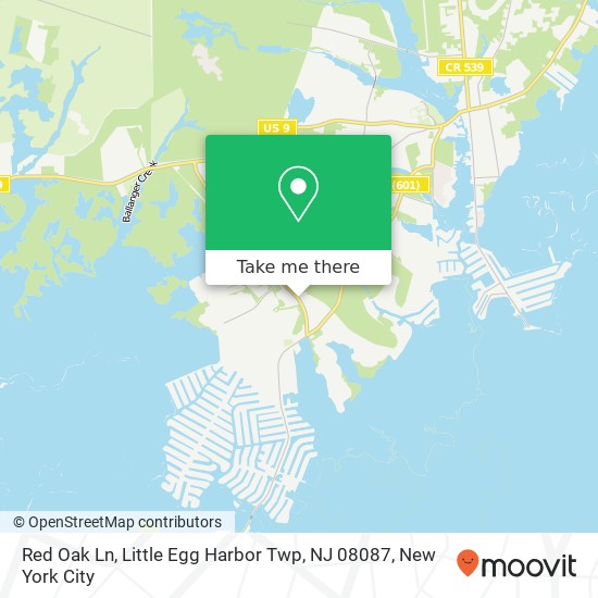 Mapa de Red Oak Ln, Little Egg Harbor Twp, NJ 08087