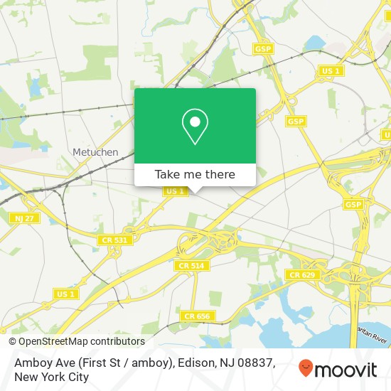 Mapa de Amboy Ave (First St / amboy), Edison, NJ 08837
