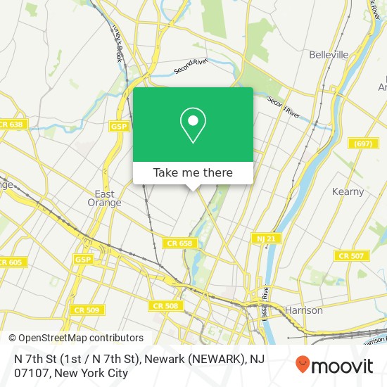 Mapa de N 7th St (1st / N 7th St), Newark (NEWARK), NJ 07107