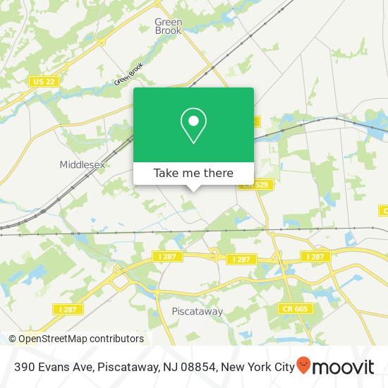 Mapa de 390 Evans Ave, Piscataway, NJ 08854