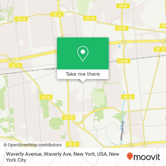 Mapa de Waverly Avenue, Waverly Ave, New York, USA