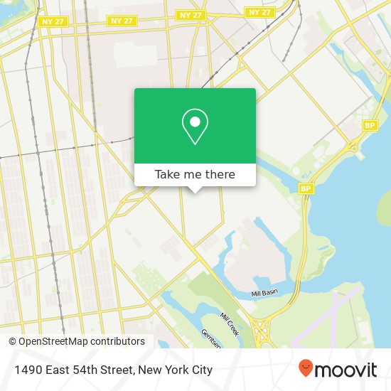 Mapa de 1490 East 54th Street, 1490 E 54th St, Brooklyn, NY 11234, USA