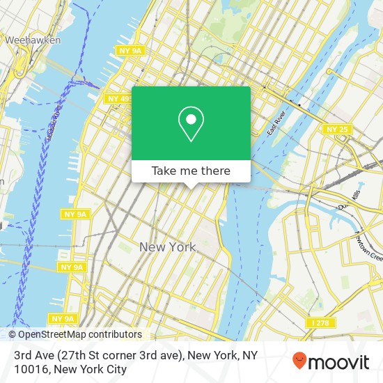 Mapa de 3rd Ave (27th St corner 3rd ave), New York, NY 10016