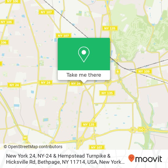 New York 24, NY-24 & Hempstead Turnpike & Hicksville Rd, Bethpage, NY 11714, USA map