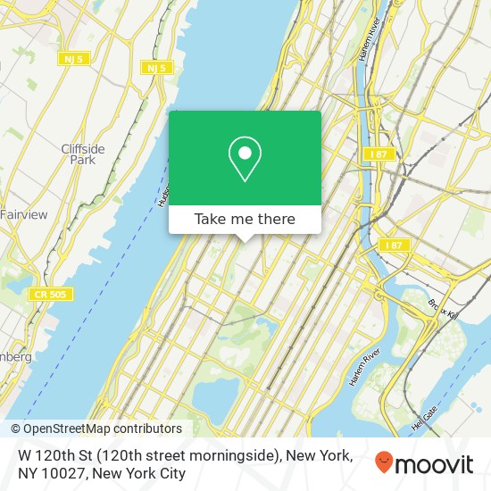 W 120th St (120th street morningside), New York, NY 10027 map