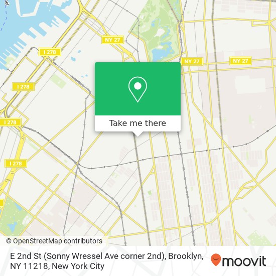 Mapa de E 2nd St (Sonny Wressel Ave corner 2nd), Brooklyn, NY 11218