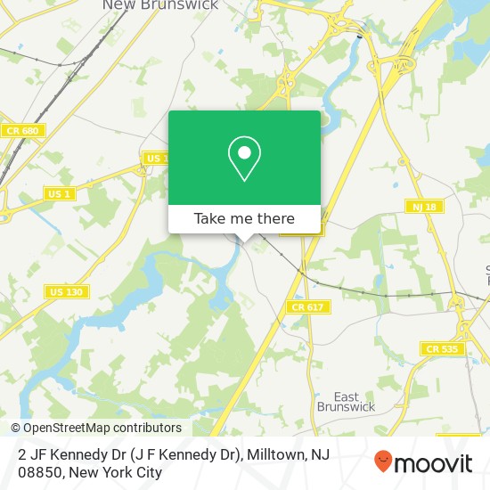 Mapa de 2 JF Kennedy Dr (J F Kennedy Dr), Milltown, NJ 08850