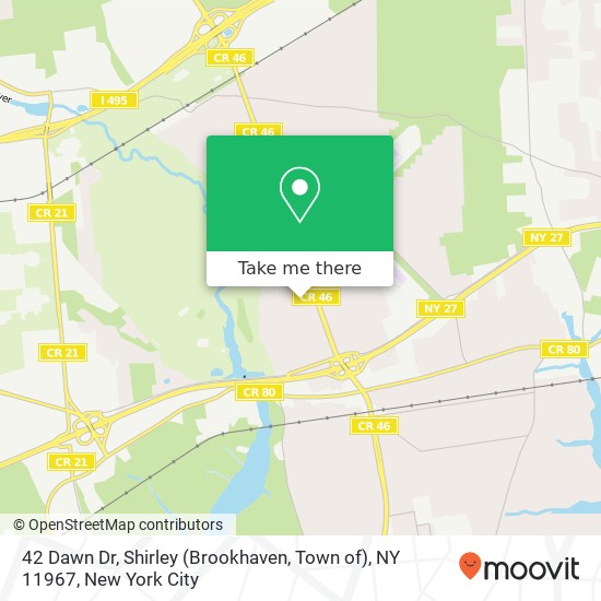 42 Dawn Dr, Shirley (Brookhaven, Town of), NY 11967 map