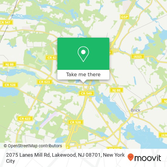 Mapa de 2075 Lanes Mill Rd, Lakewood, NJ 08701