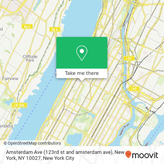 Amsterdam Ave (123rd st and amsterdam ave), New York, NY 10027 map