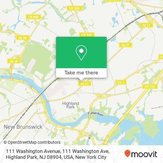 Mapa de 111 Washington Avenue, 111 Washington Ave, Highland Park, NJ 08904, USA