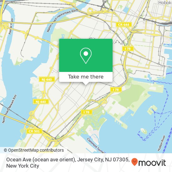 Mapa de Ocean Ave (ocean ave orient), Jersey City, NJ 07305