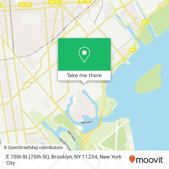 Mapa de E 70th St (70th St), Brooklyn, NY 11234