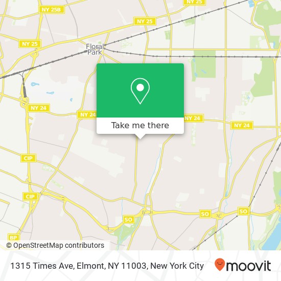 Mapa de 1315 Times Ave, Elmont, NY 11003