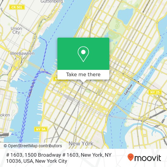 Mapa de # 1603, 1500 Broadway # 1603, New York, NY 10036, USA