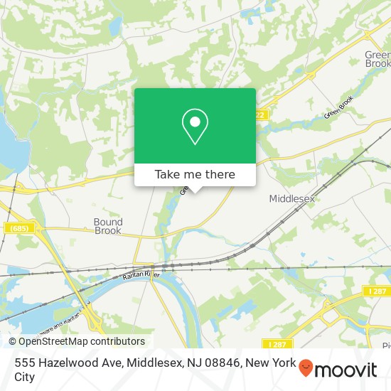 Mapa de 555 Hazelwood Ave, Middlesex, NJ 08846