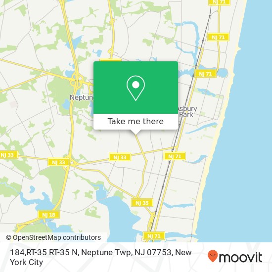 Mapa de 184,RT-35 RT-35 N, Neptune Twp, NJ 07753