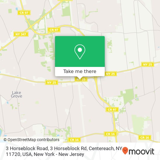 Mapa de 3 Horseblock Road, 3 Horseblock Rd, Centereach, NY 11720, USA