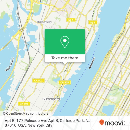 Mapa de Apt B, 177 Palisade Ave Apt B, Cliffside Park, NJ 07010, USA