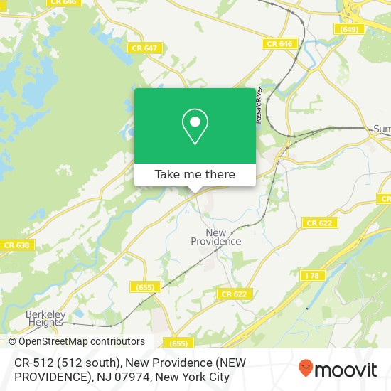 Mapa de CR-512 (512 south), New Providence (NEW PROVIDENCE), NJ 07974