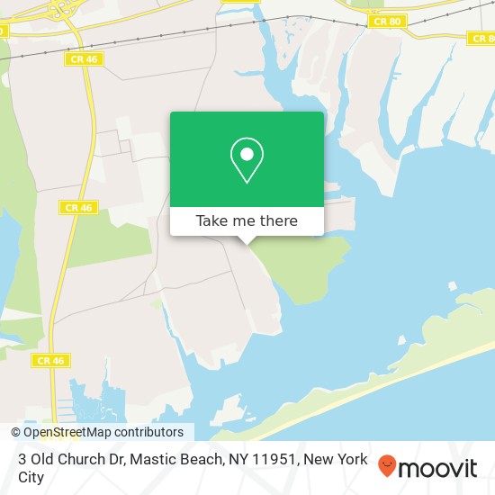 Mapa de 3 Old Church Dr, Mastic Beach, NY 11951