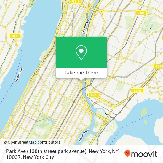 Park Ave (138th street park avenue), New York, NY 10037 map