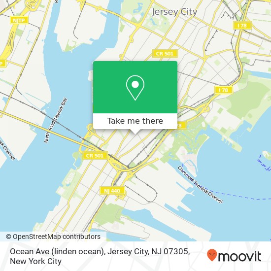Mapa de Ocean Ave (linden ocean), Jersey City, NJ 07305