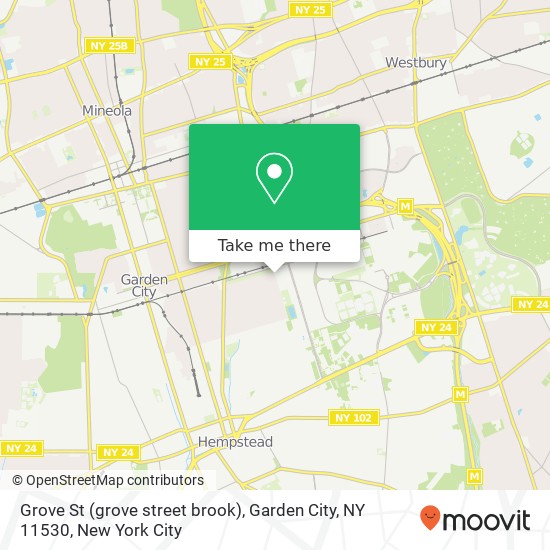 Mapa de Grove St (grove street brook), Garden City, NY 11530