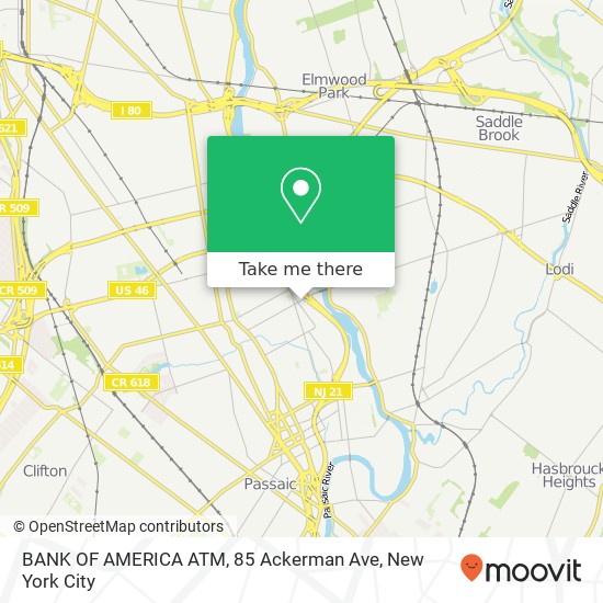 Mapa de BANK OF AMERICA ATM, 85 Ackerman Ave