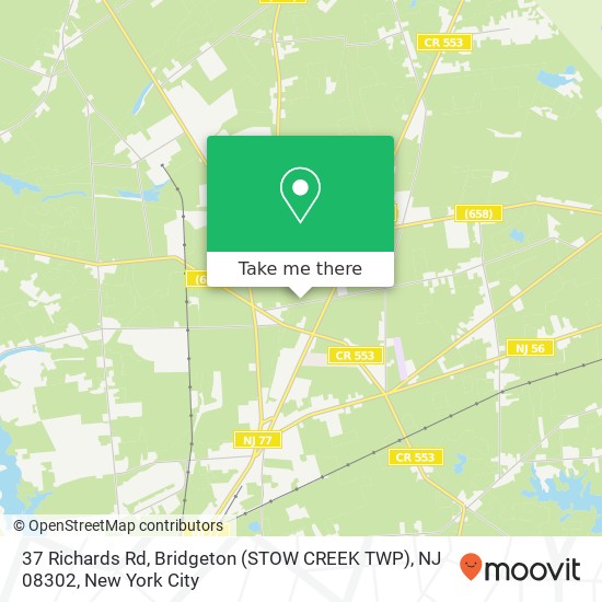 Mapa de 37 Richards Rd, Bridgeton (STOW CREEK TWP), NJ 08302