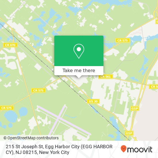 Mapa de 215 St Joseph St, Egg Harbor City (EGG HARBOR CY), NJ 08215