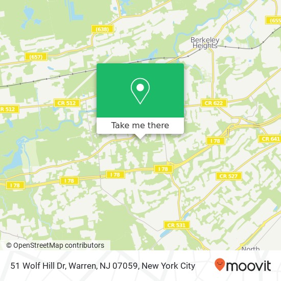 Mapa de 51 Wolf Hill Dr, Warren, NJ 07059